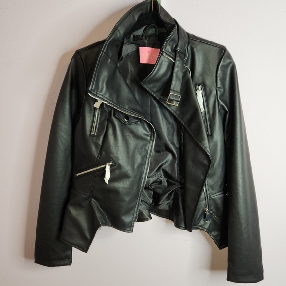 AZALEA WANG Women's Faux Leather Stand Collar Moto Biker Jacket Outwear, Black - Picture 1 of 15